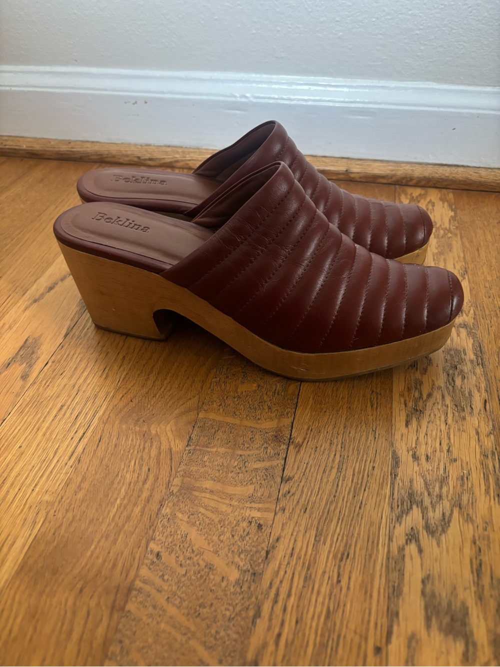 Brown Quilted Beklina Leather Clog Mules